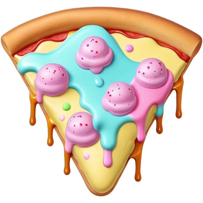 Melted neon pastel ice cream pizza slice emoji