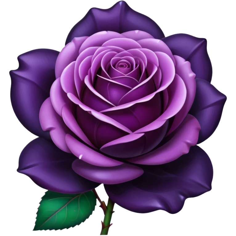 Vivid midnight plum color, insane realism perfectly shaped rose with large petals that are acrylic opalescent glass emoji