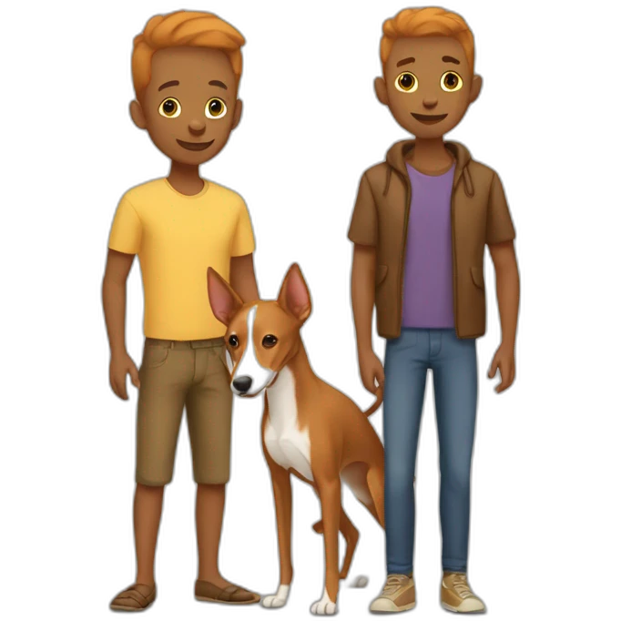 Human brown gay couple with a podenco emoji