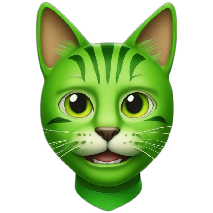 green cat wearing a jim carrey costume from the film the mask emoji
