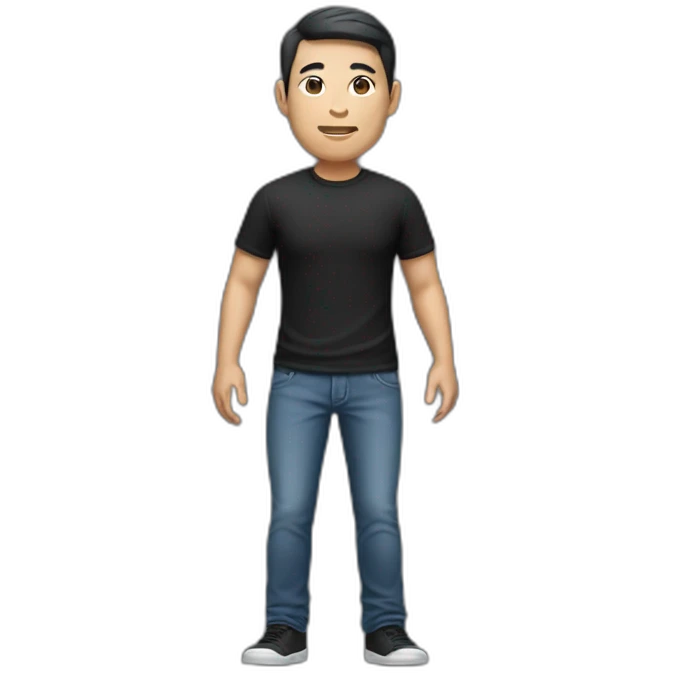 a full body asian gentleman with black Tshirt and jeans emoji