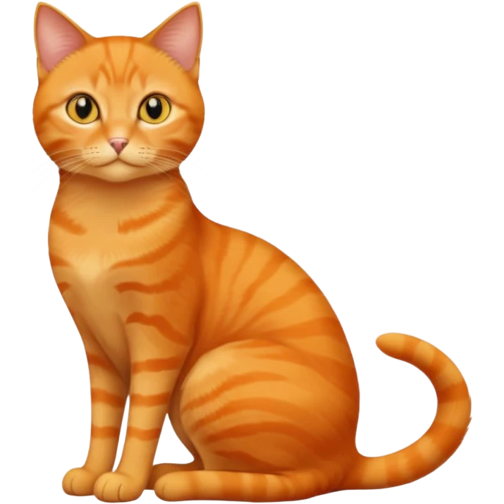 full body solid orange domestic shorthair slim cat with yellow/orange eyes sitting emoji
