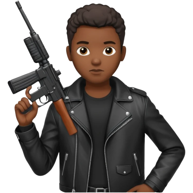 Fais moi un jeune afro américain qui ressemble a un gangster qui tient une AR15 emoji