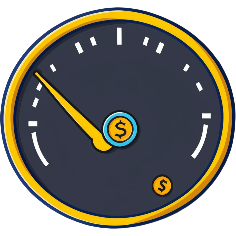 speedometer with a gold coin in the center emoji