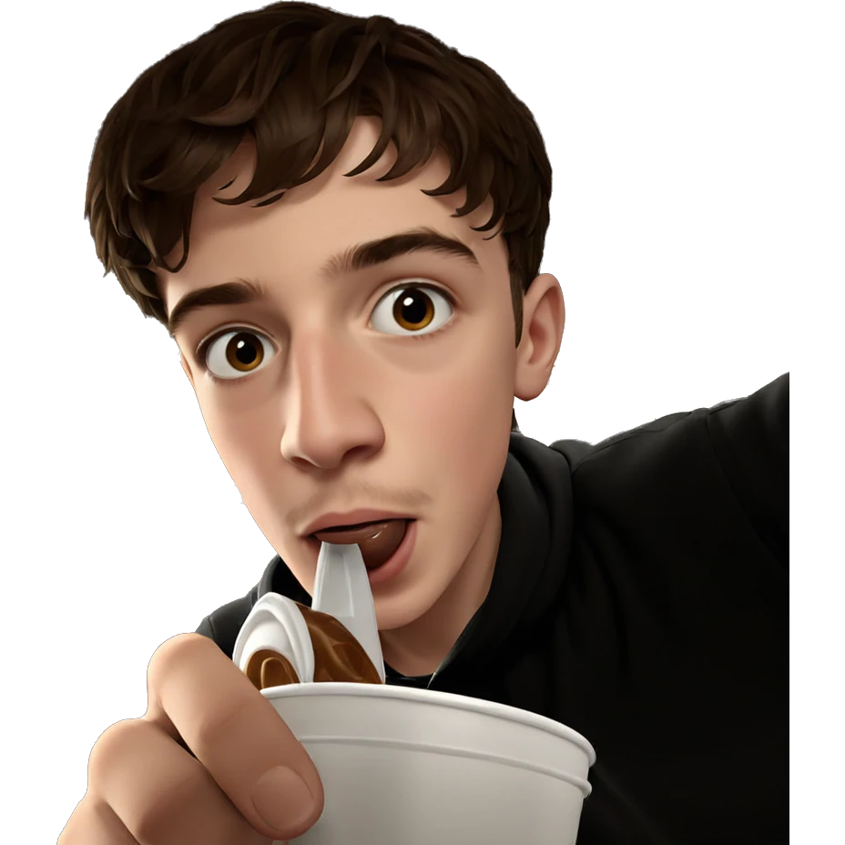 boy with brown hair drinking emoji