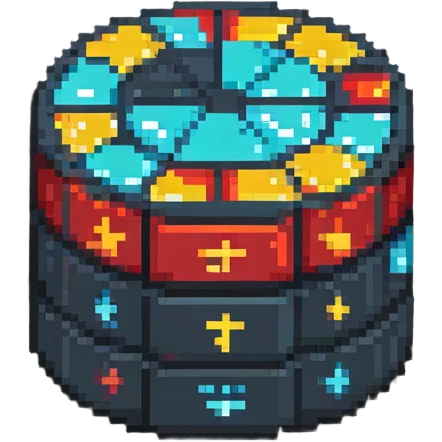 SQLite database logo with compact database symbol in pixel art emoji