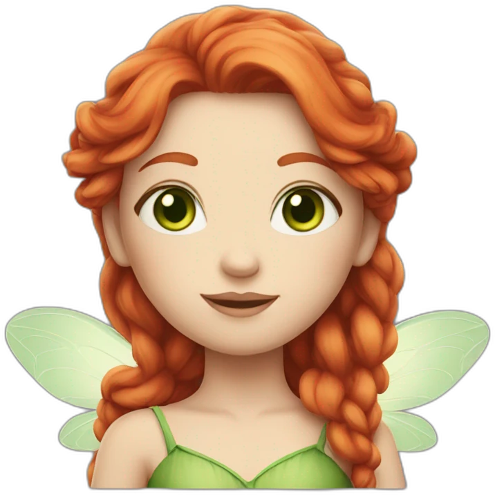 white-skinned red-haired fairy with green eyes emoji