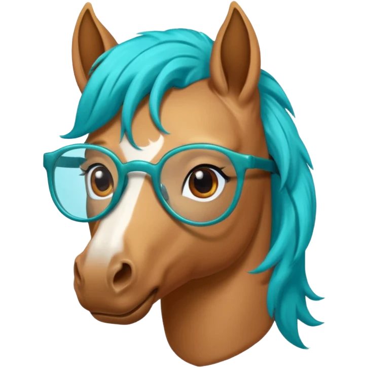 horse head with turquoise hair and glasses emoji