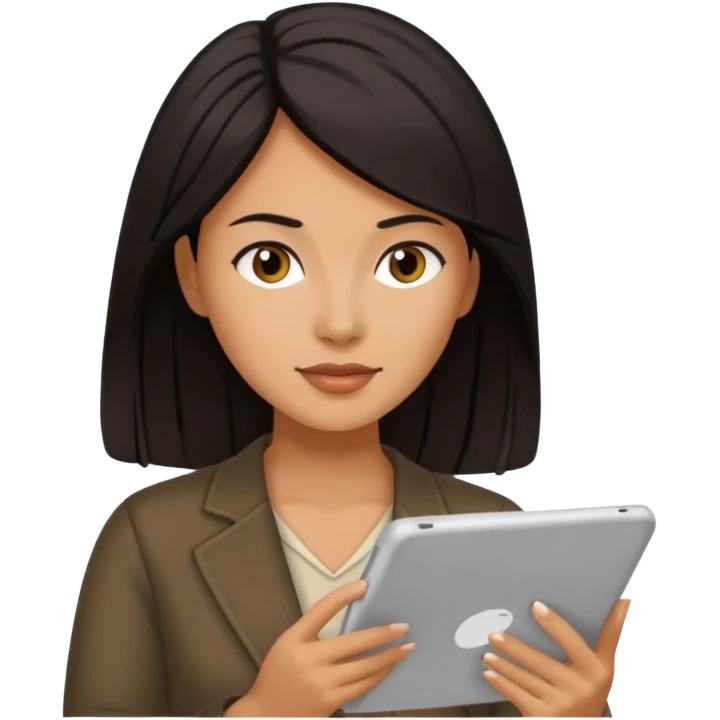 dark hair woman reading a tablet emoji