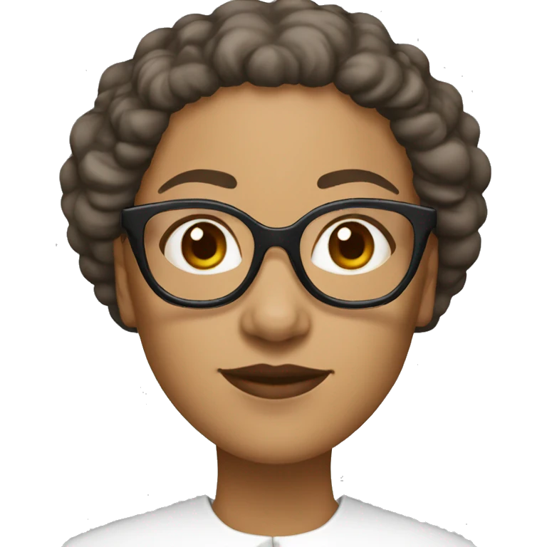 Female nun with medium skin tone and curly hair wearing spike Lee glasses emoji