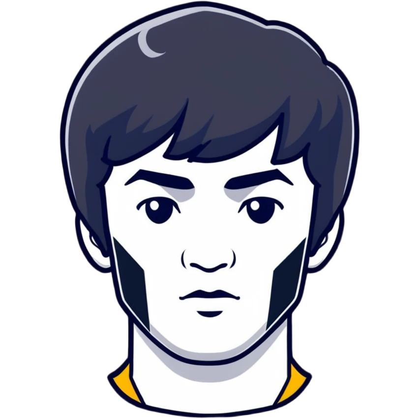 Bruce Lee with realistic facial structure and accurate head shape, chest up portrait emoji