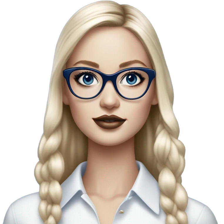 Hyper Realistic beautiful dior model with dark blue eyes and glasses  emoji