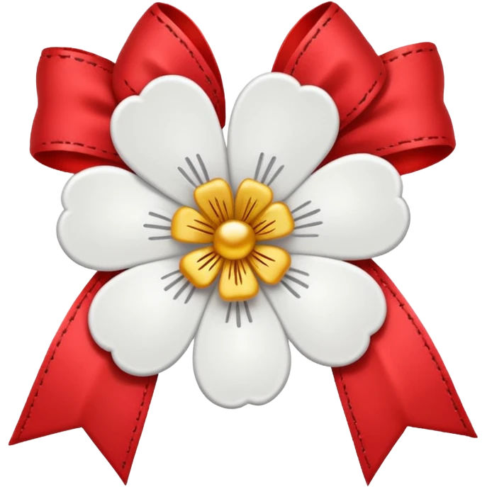white sakura with a bow and stitched border emoji