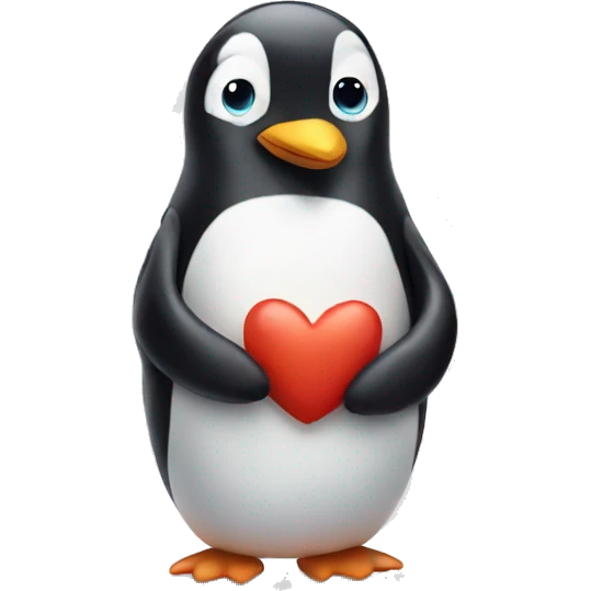 penguin with hearts emoji