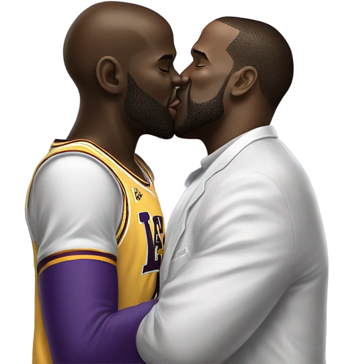 shaquille o'neal kissing lebron james emoji