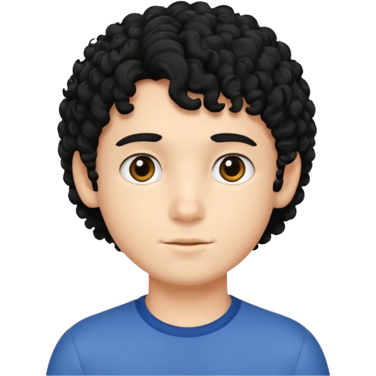 Menino branco de cabelo cacheado preto  emoji