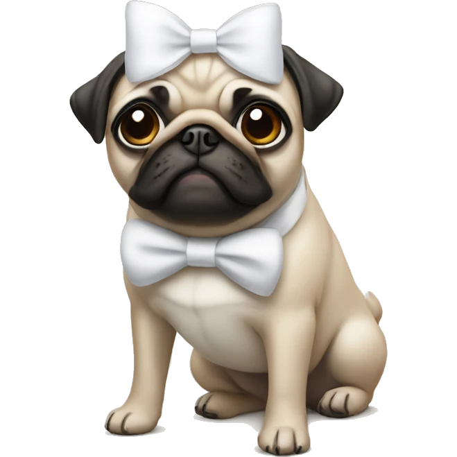A pug with a white bow on its head  emoji