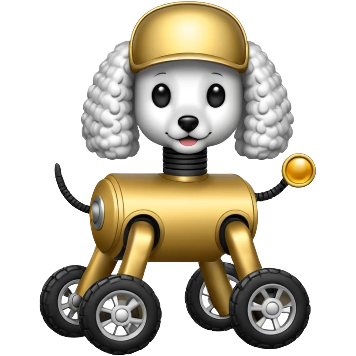 Stylish Military Robot poodle dog with off-road wheels  emoji