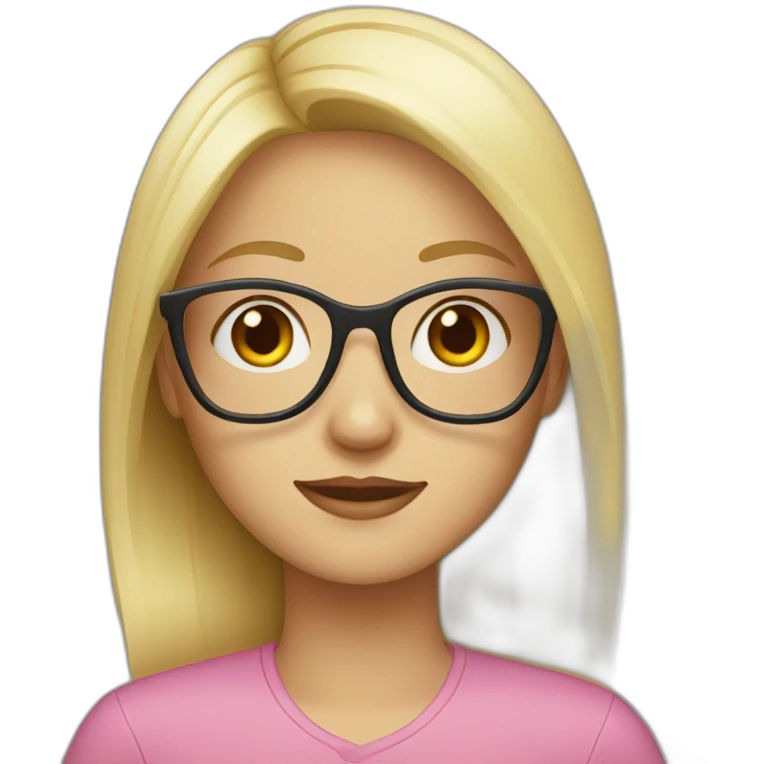 Girl blonde with grey eyes and glasses emoji
