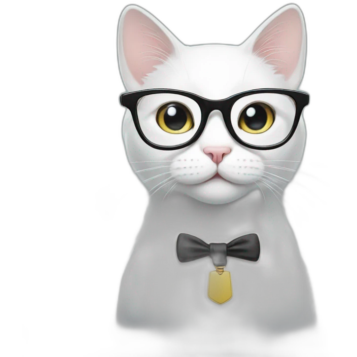 white cat with glasses emoji