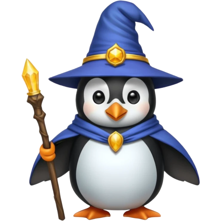 A penguin dressed up as a wizard with a pink background emoji