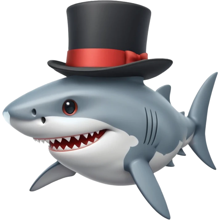 Shark with a top hat emoji
