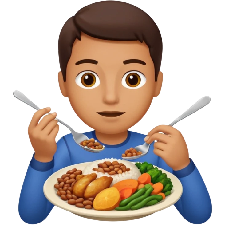 Create a person having lunch. Not a sandwich. Rice, beans, vegetables and chicken. emoji