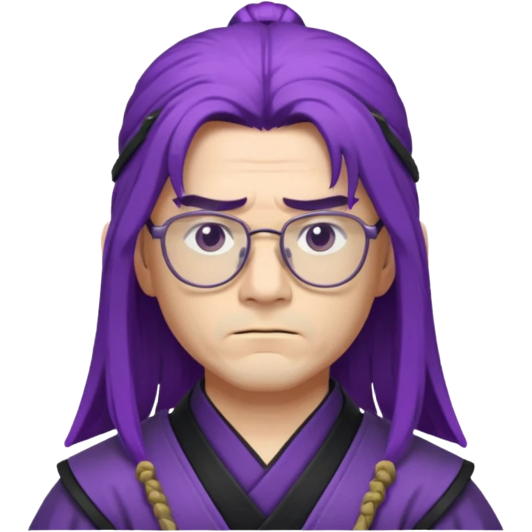purple long hair samurai with glasses emoji