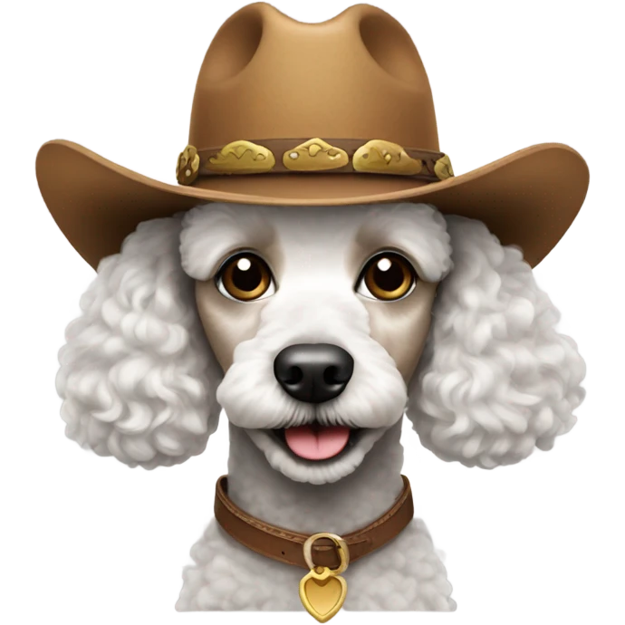 Poodle wearing a cowboy hat emoji