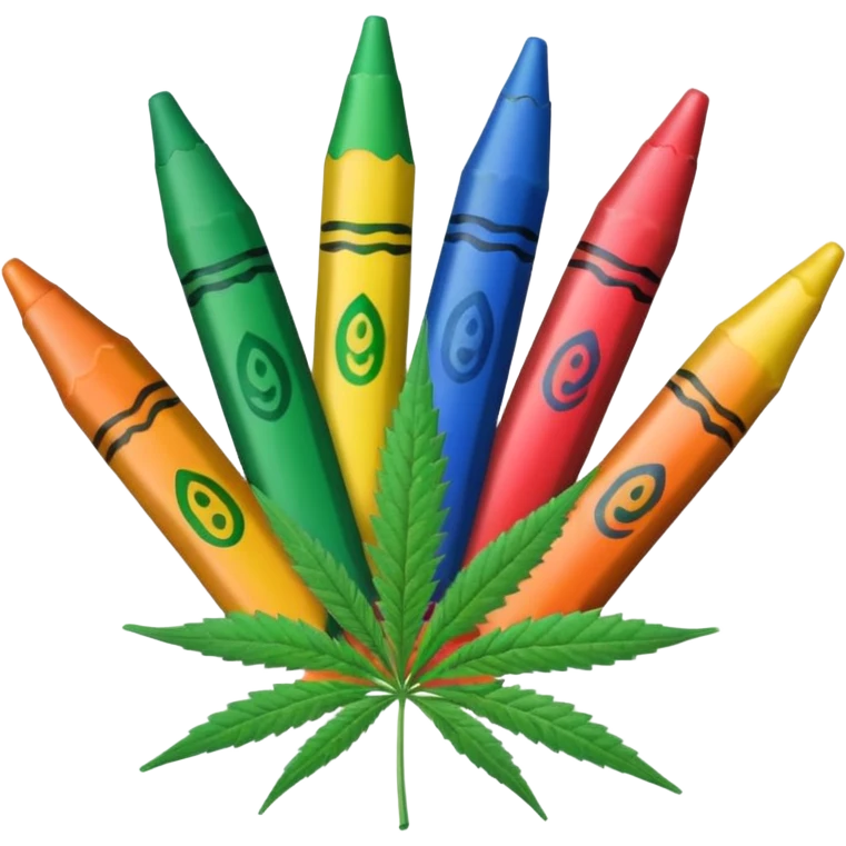 a pack of crayola with cannabis leaf emoji