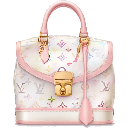 White Designer Louis Vuitton bag with light pink monogram and trim emoji
