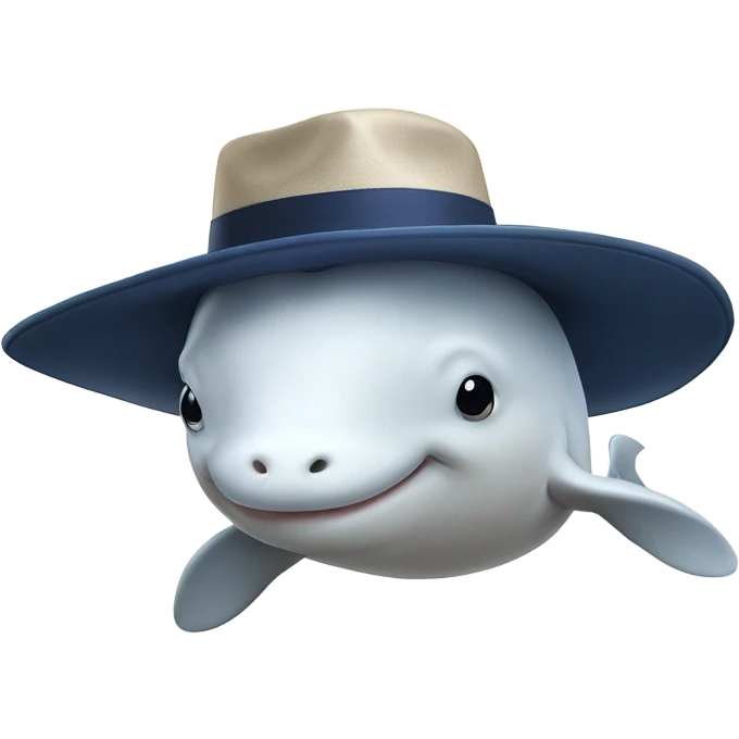 Beluga Whale with hat￼ emoji