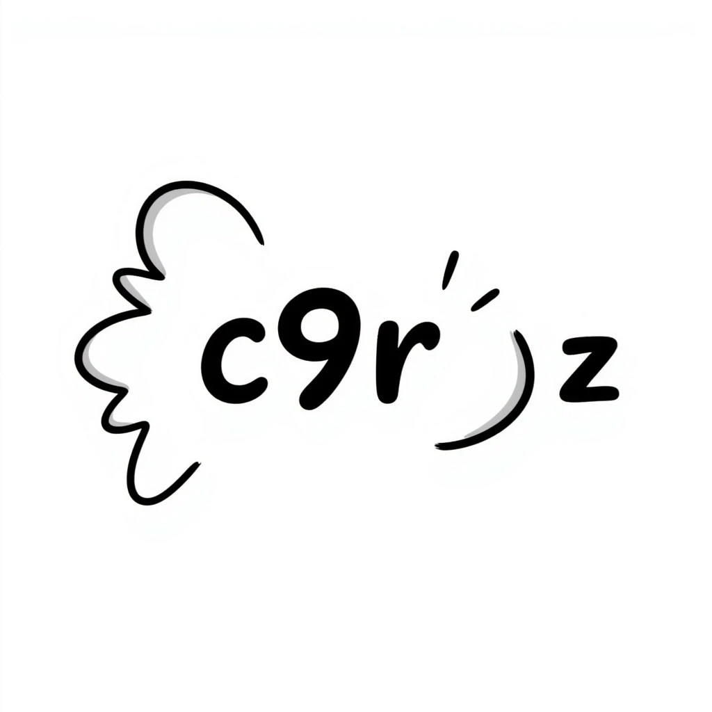 hand-drawn doodle emoji with 'c9r' text, creative sketchy coding badge emoji