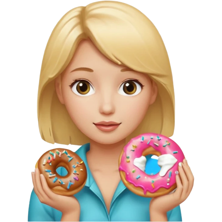 blonde female holding donut emoji