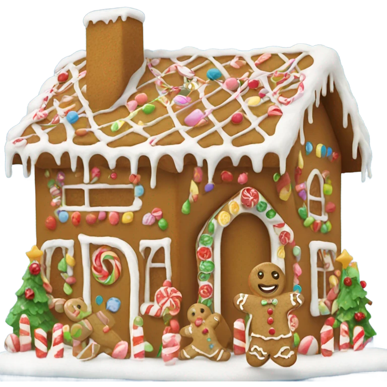 Gingerbread house with many decorations  emoji