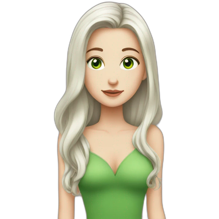White girl with Green eyes and long chocolaté hair emoji