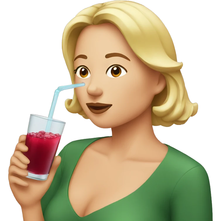 woman drinks cranberry juice emoji