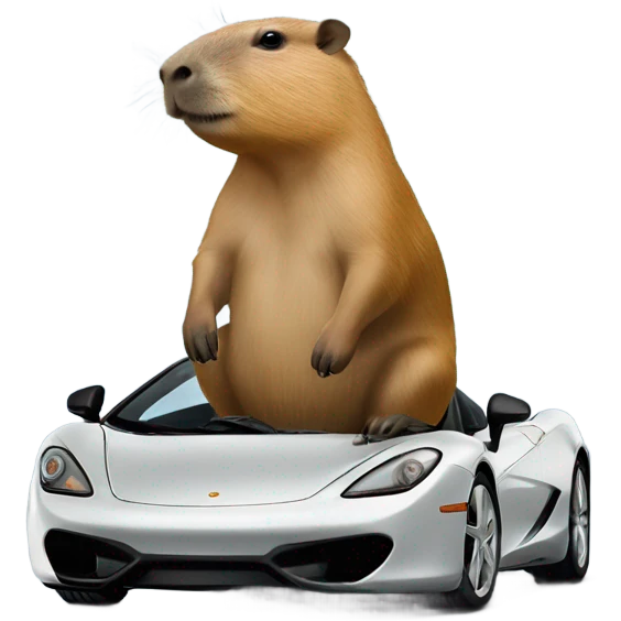 Capybara on top of a McLaren  emoji