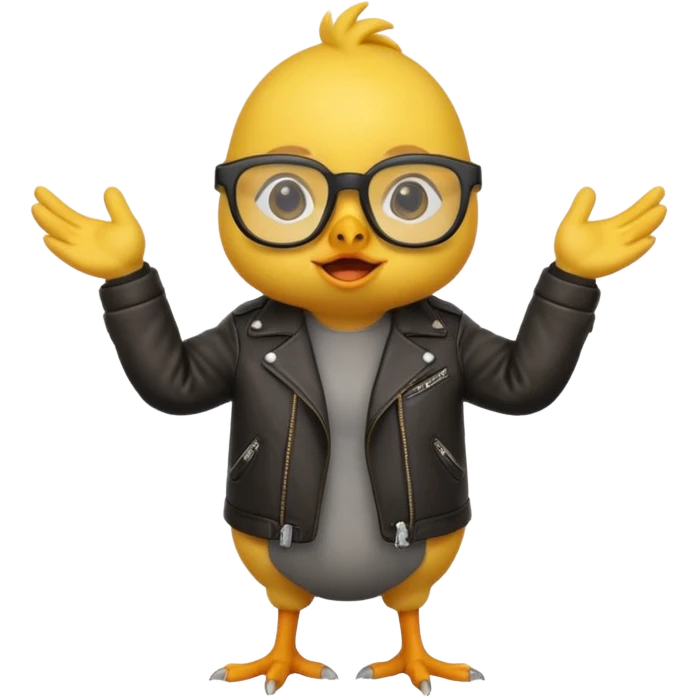chick animal with glasses, wearing leather jacket emoji