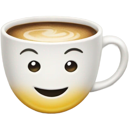 A happy face with a coffee next to it emoji
