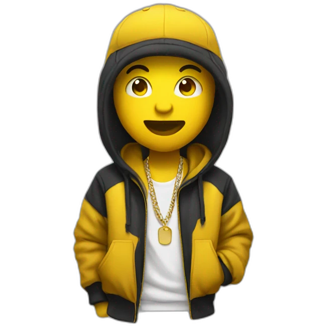 A yellow default emoji but as a rapper emoji