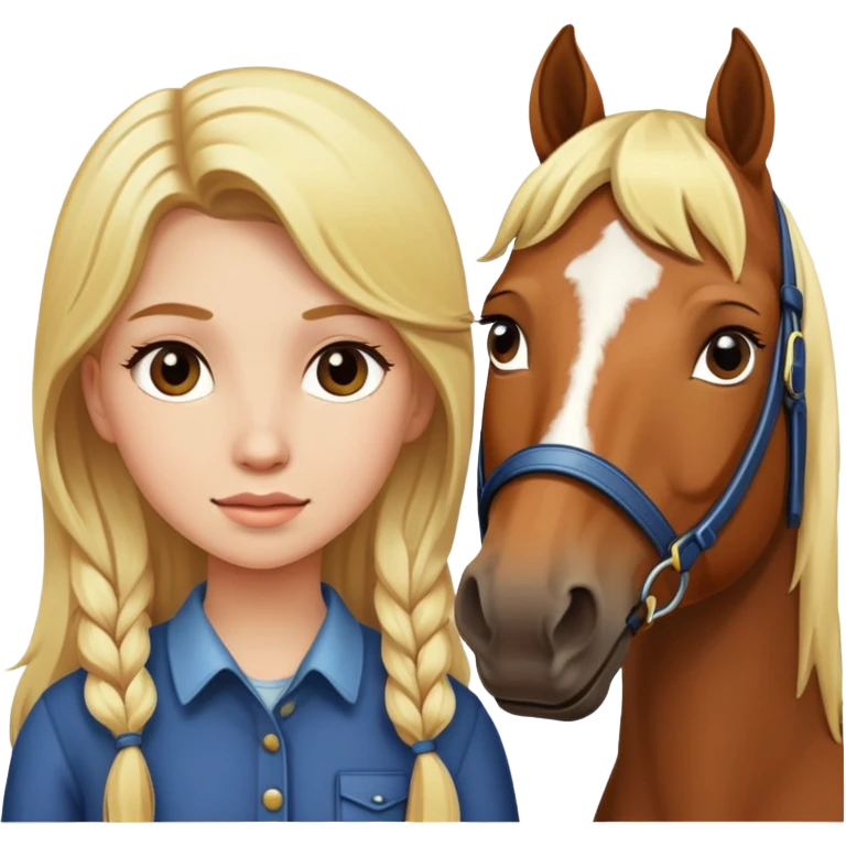 girl with blonde hair with a horse emoji