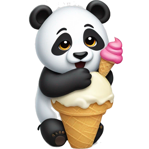 Panda eating ice cream emoji