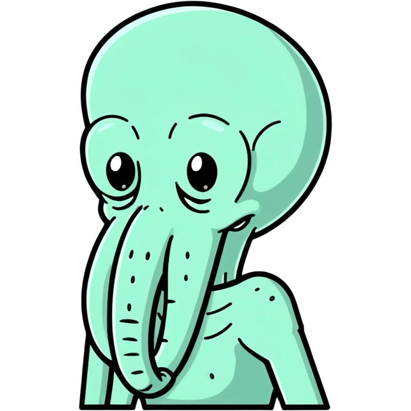 hyper realistic Squidward emoji