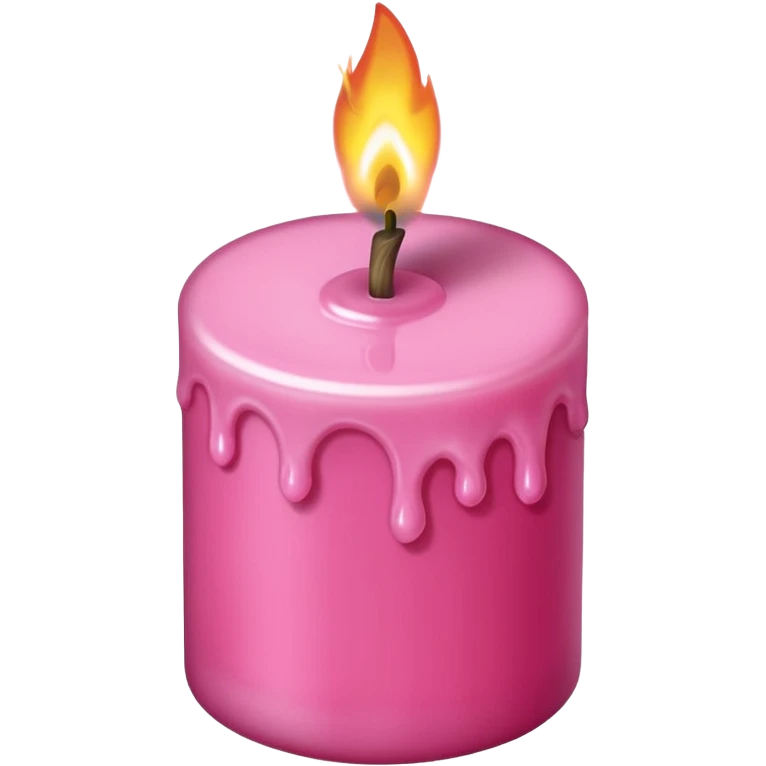 A drawing of a flaming pink candle that could be used at a romantic dinner table. The camera should be isometric at a Bird's-Eye View angle. emoji