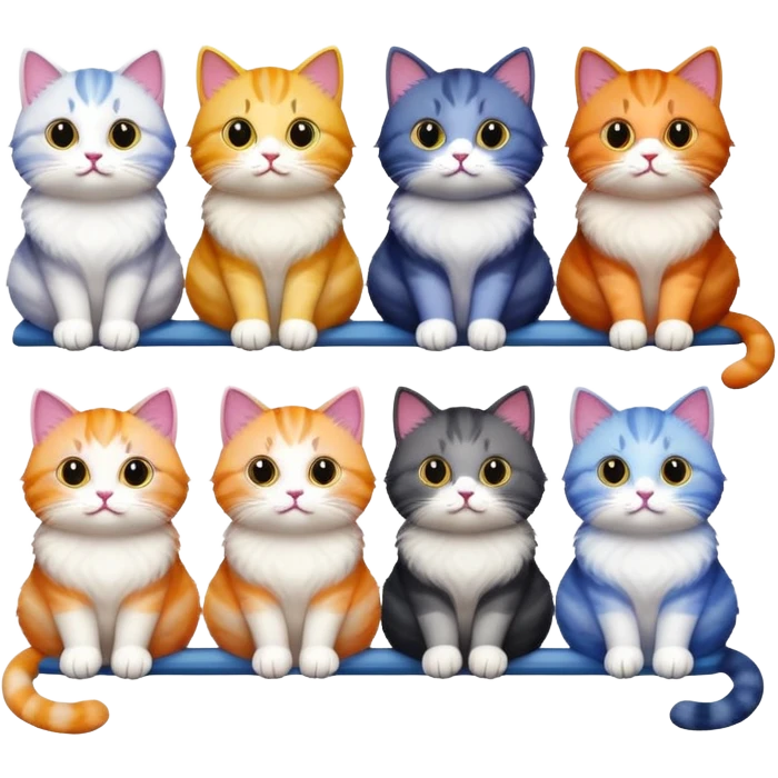 cats sitting in a row looking curious emoji