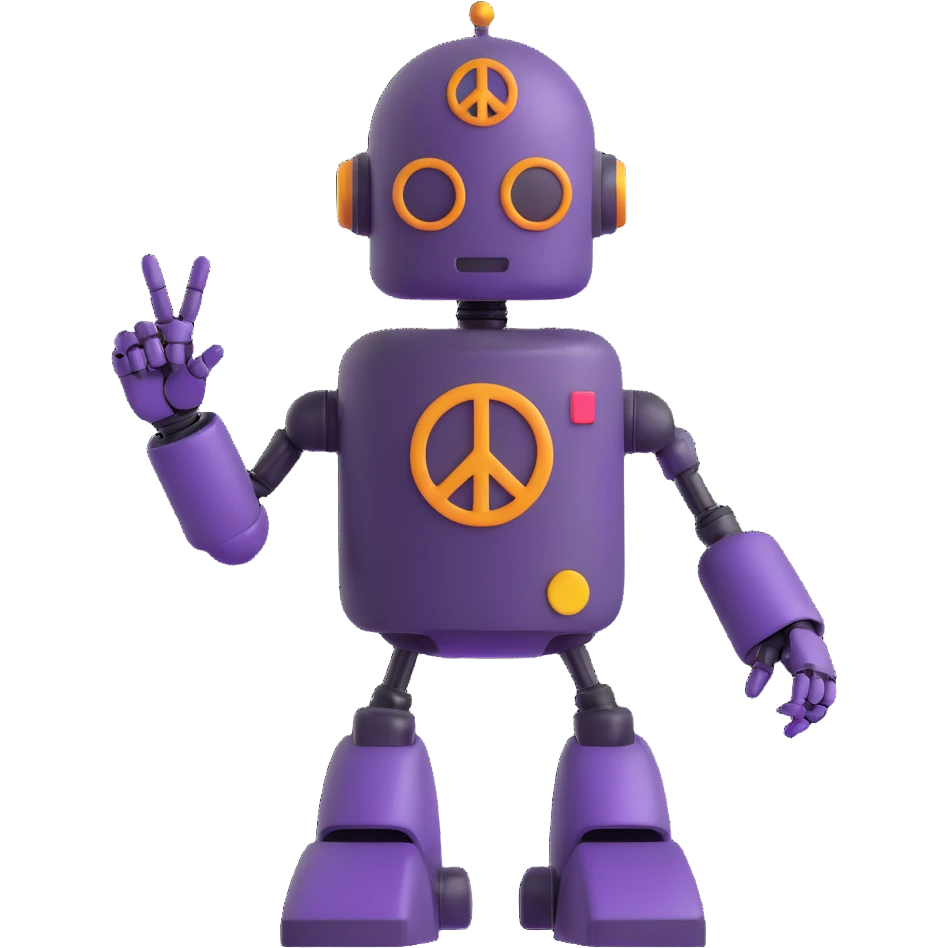 hippie robot with peace sign emoji