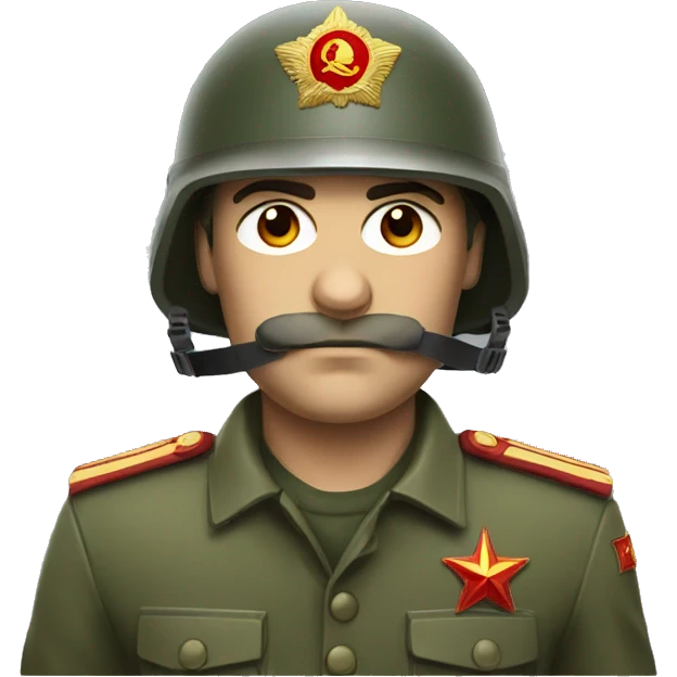ussr soldier serious with military helmet emoji