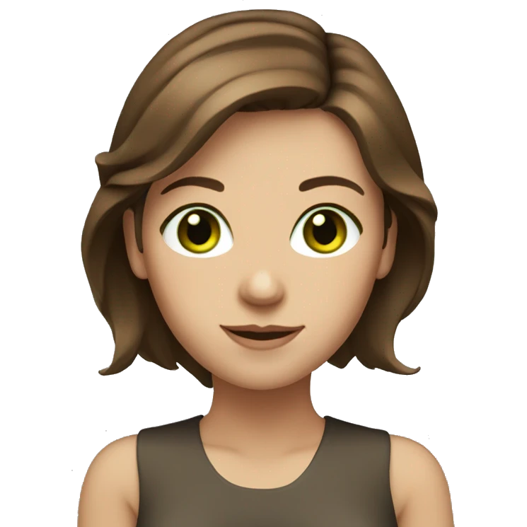 Shoulder lenght Brown hair woman green eyes emoji