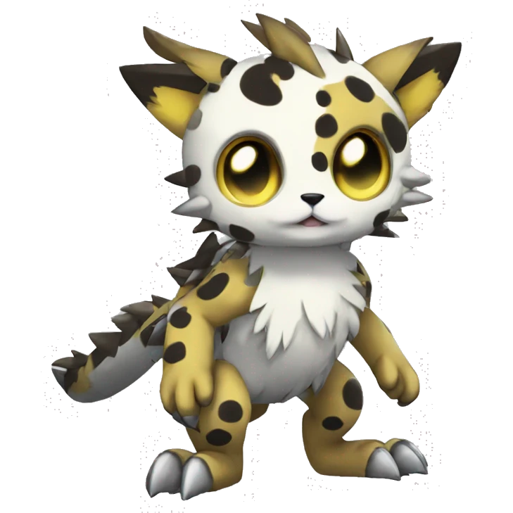 cute cool edgy Digimon-Fakemon-animal with cool markings full body emoji